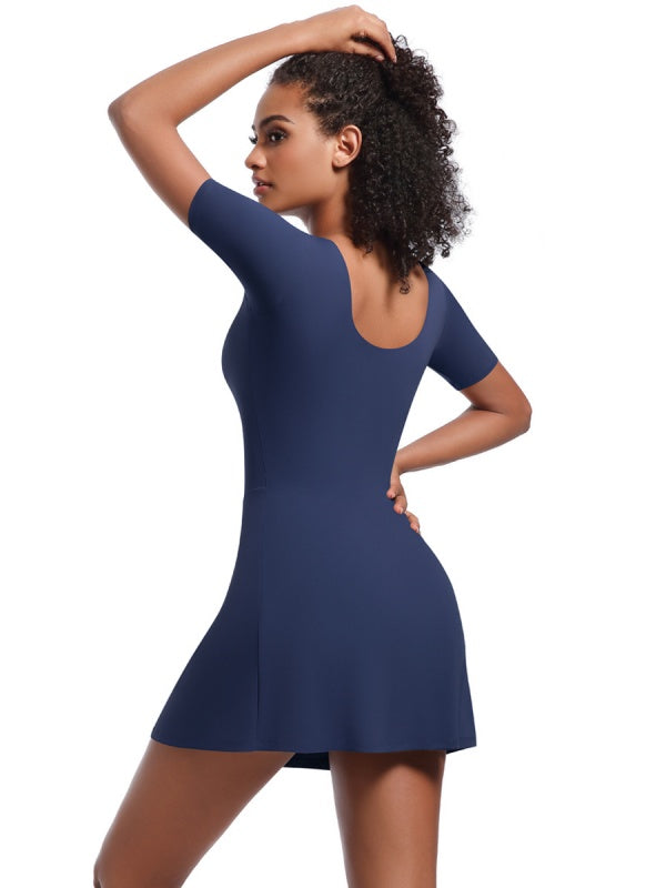 Flexvibe Women’s Tennis Workout Bodysuit - Low-Cut Slim-Fit Figure-Flattering Sportswear