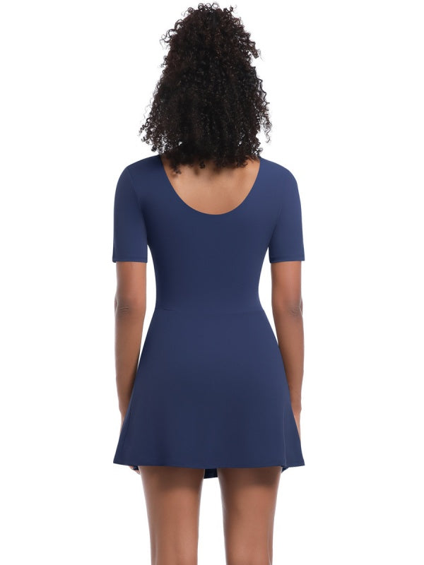Flexvibe Women’s Tennis Workout Bodysuit - Low-Cut Slim-Fit Figure-Flattering Sportswear