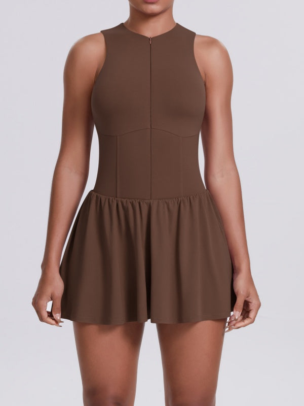 Flexvibe Stand Collar Anti-Chafing Dress - Stretchy Breathable Sporty Casual Wear