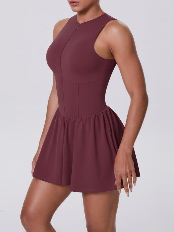 Flexvibe Stand Collar Anti-Chafing Dress - Stretchy Breathable Sporty Casual Wear