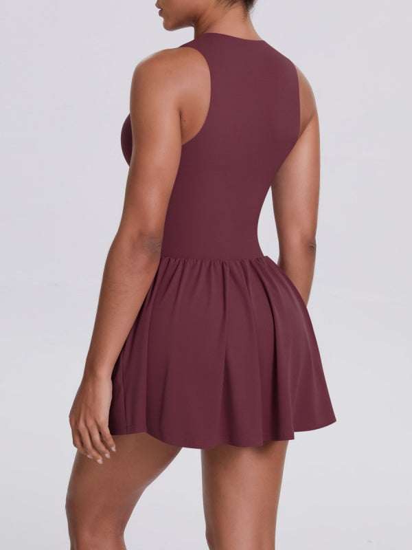 Flexvibe Stand Collar Anti-Chafing Dress - Stretchy Breathable Sporty Casual Wear