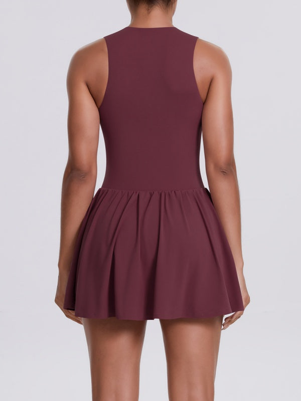 Flexvibe Stand Collar Anti-Chafing Dress - Stretchy Breathable Sporty Casual Wear