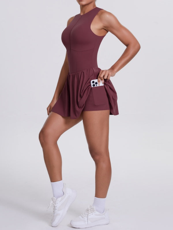 Flexvibe Stand Collar Anti-Chafing Dress - Stretchy Breathable Sporty Casual Wear