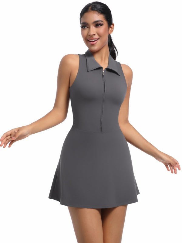 Flexvibe Women’s Tennis Fitness Dress - High-Waisted Collared Slim-Fit Versatile Sportswear