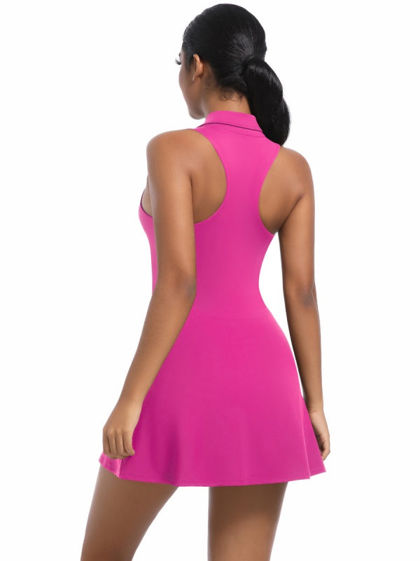 Flexvibe Women’s Tennis Fitness Dress - High-Waisted Collared Slim-Fit Versatile Sportswear