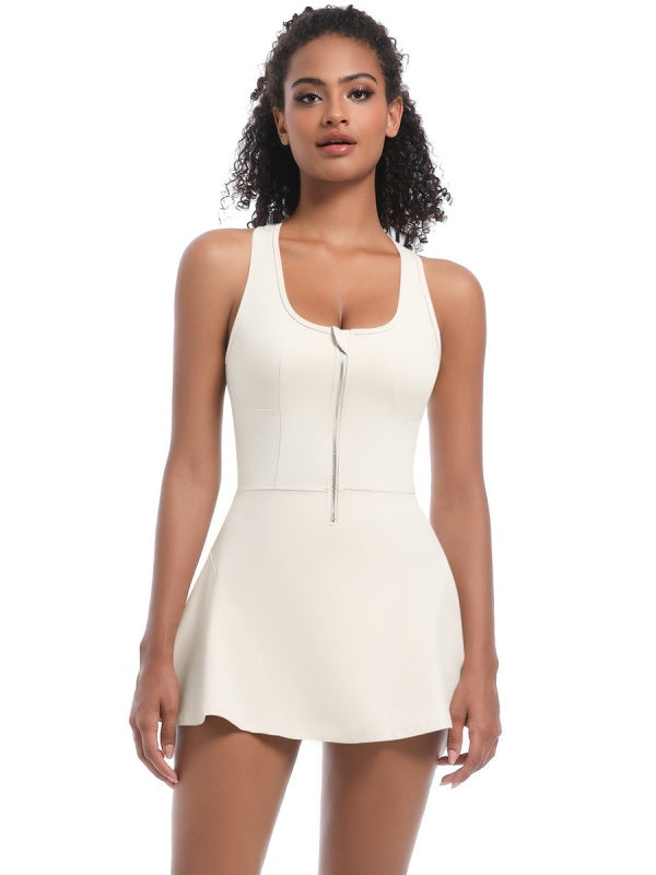Flexvibe Breathable Stretchy Bodysuit - Zip Short Sleeve Versatile Athletic Casual Wear