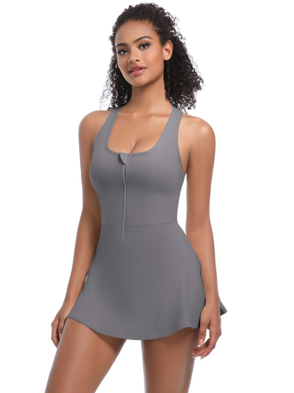 Flexvibe Breathable Stretchy Bodysuit - Zip Short Sleeve Versatile Athletic Casual Wear