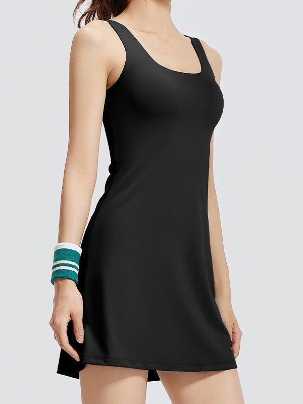 Flexvibe Tennis Skirt with Built-In Shorts - High-Waisted Stretchy Moisture-Wicking Wear