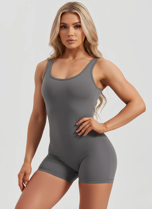 Flexvibe Backless Sports Bodysuit - Stretchy Breathable Moisture-Wicking Workout