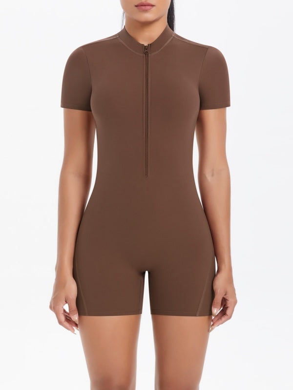 Flexvibe Hollow-Out Backless Jumpsuit - Short Sleeve Zippered Stylish Women’s Casual Wear