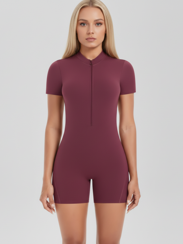 Flexvibe Hollow-Out Backless Jumpsuit - Short Sleeve Zippered Stylish Women’s Casual Wear