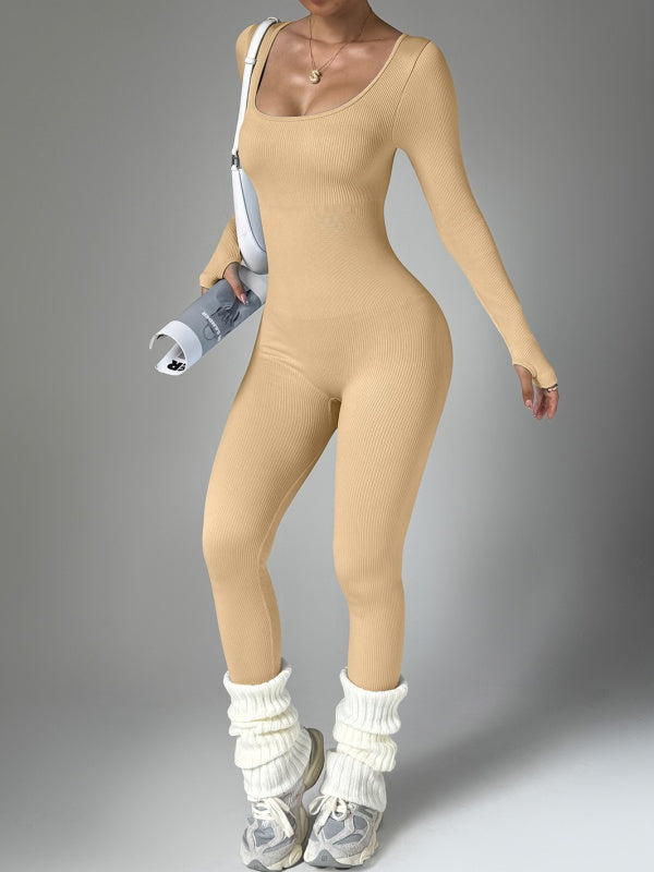 Flexvibe Sweat-Wicking Long-Sleeve Yoga Onesie - Fitted Curve-Accentuating Gym Casual Wear