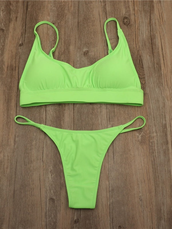 Flexvibe Sexy Bandeau Thong Bikini - Removable Pads Quick-Drying Beach Vacation Suit