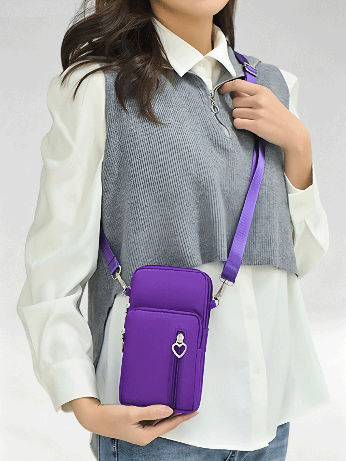Flexvibe Women Mini Crossbody Phone Sling Bag, Vertical Neck Pouch Small Coin Purse