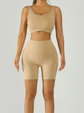 Flexvibe Ribbed Bra High-Waist Short Yoga Set - Stretchy Supportive Moisture-Wicking Activewear