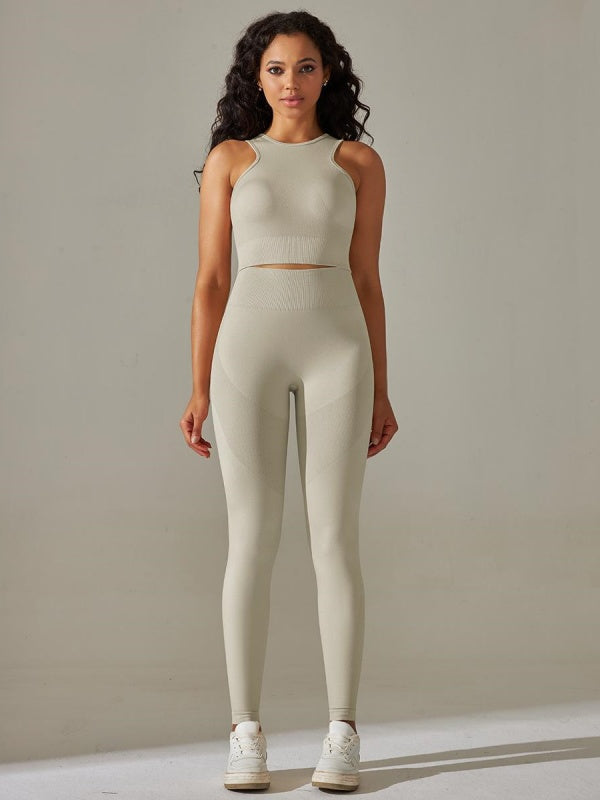 Flexvibe High-Waisted Solid Yoga Set - Elastic Comfortable Breathable Women’s Activewear