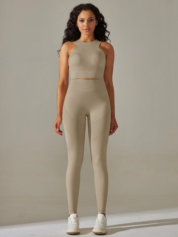 Flexvibe High-Waisted Solid Yoga Set - Elastic Comfortable Breathable Women’s Activewear