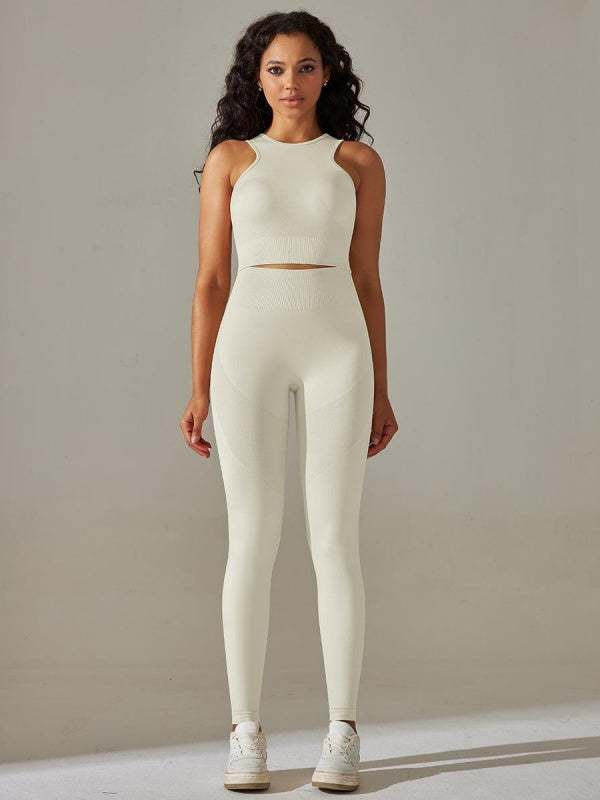 Flexvibe High-Waisted Solid Yoga Set - Elastic Comfortable Breathable Women’s Activewear