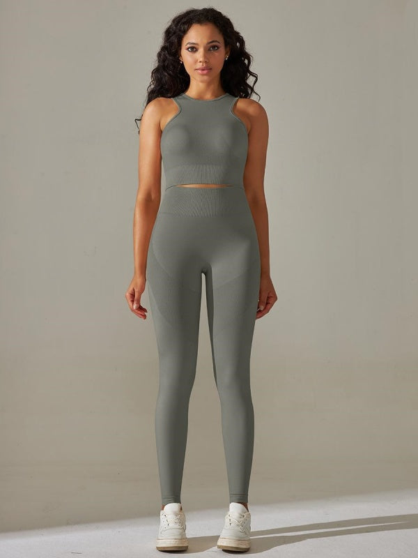 Flexvibe High-Waisted Solid Yoga Set - Elastic Comfortable Breathable Women’s Activewear