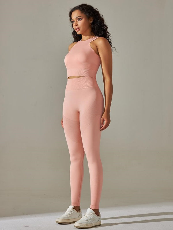 Flexvibe High-Waisted Solid Yoga Set - Elastic Comfortable Breathable Women’s Activewear