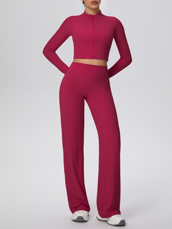 Flexvibe Women’s Brushed Sports Set - Zip Front High Elastic Breathable Gym Workout Suit