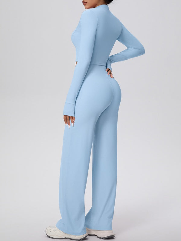 Flexvibe Women’s Brushed Sports Set - Zip Front High Elastic Breathable Gym Workout Suit
