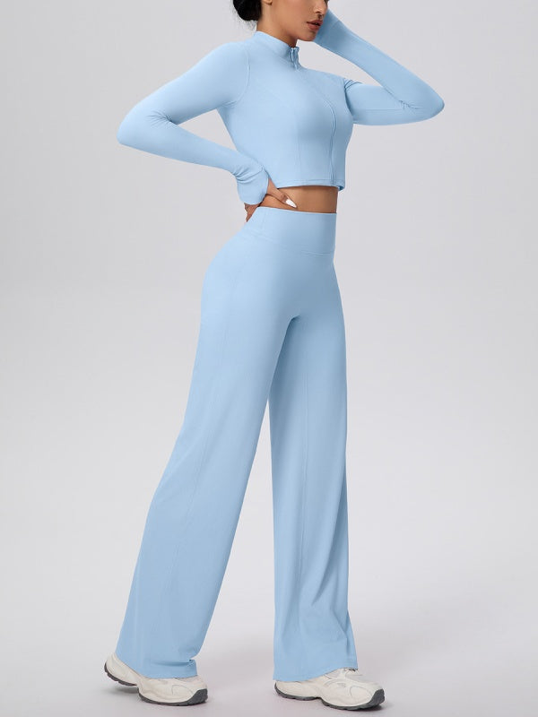 Flexvibe Women’s Brushed Sports Set - Zip Front High Elastic Breathable Gym Workout Suit