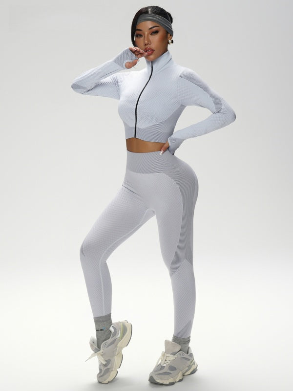 Flexvibe S-4XL Long Sleeve Seamless Yoga Set - High Elastic Breathable Women’s Workout Activewear