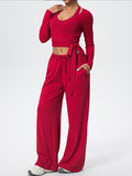 Flexvibe Soft Tie Wrap 3-Piece Activewear Set in Red