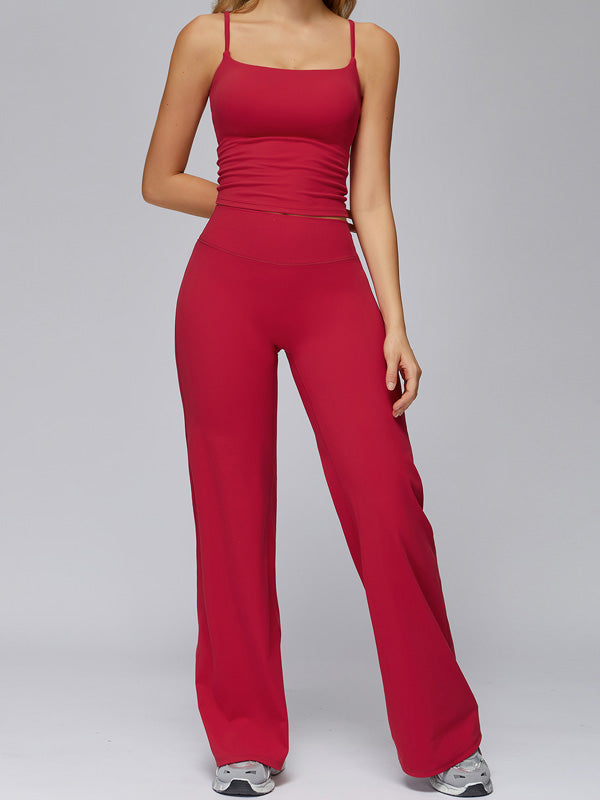 Flexvibe wide leg yoga pants pocket detail showing wide leg and high waisted activewear design