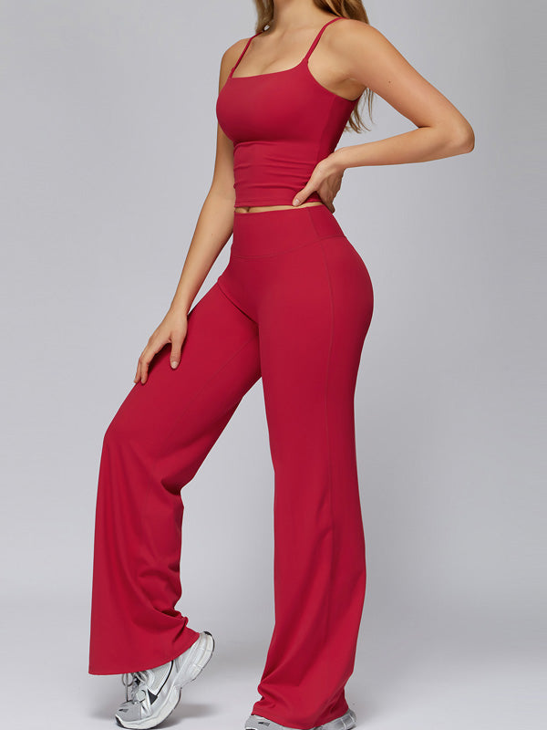 Flexvibe wide leg yoga pants front view for gym-to-street, with wide leg and high waisted
