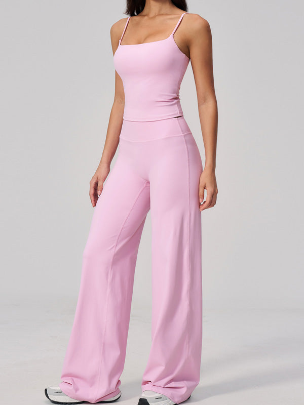 Flexvibe wide leg yoga pants front view for gym-to-street, with wide leg and high waisted