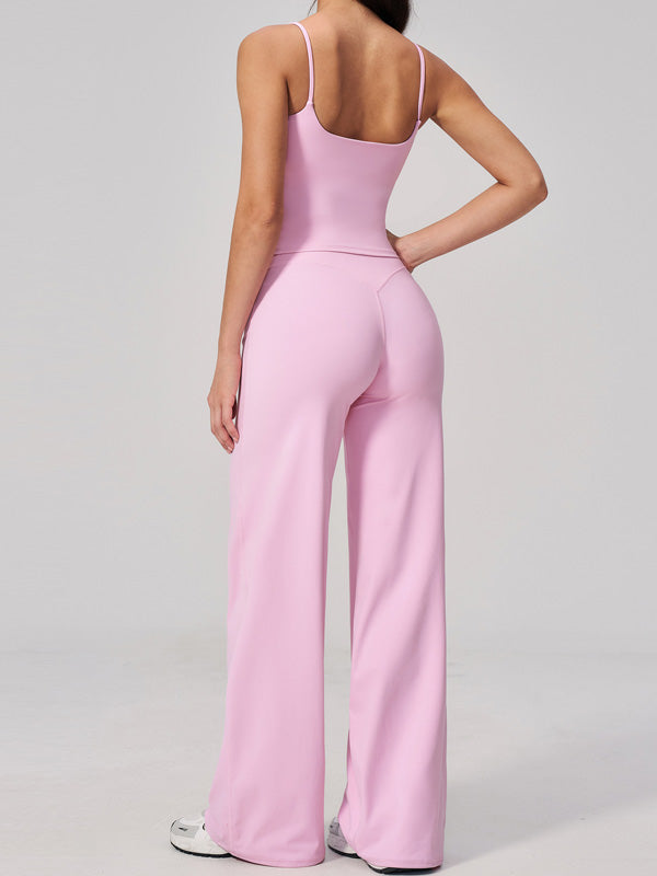 Flexvibe wide leg yoga pants side view for gym-to-street, with wide leg and high waisted