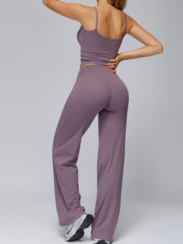 Flexvibe wide leg yoga pants fabric texture showing wide leg and high waisted activewear design