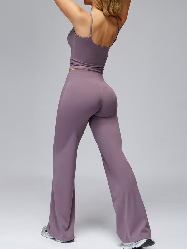 Flexvibe wide leg yoga pants outfit styling for gym-to-street, with wide leg and high waisted