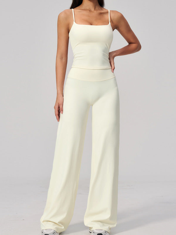 Flexvibe wide leg yoga pants side view for gym-to-street, with wide leg and high waisted