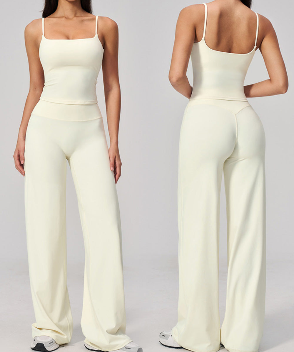 Flexvibe wide leg yoga pants outfit styling for gym-to-street, with wide leg and high waisted