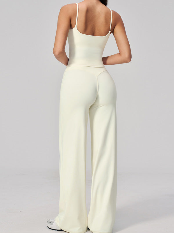 Flexvibe wide leg yoga pants fabric texture showing wide leg and high waisted activewear design