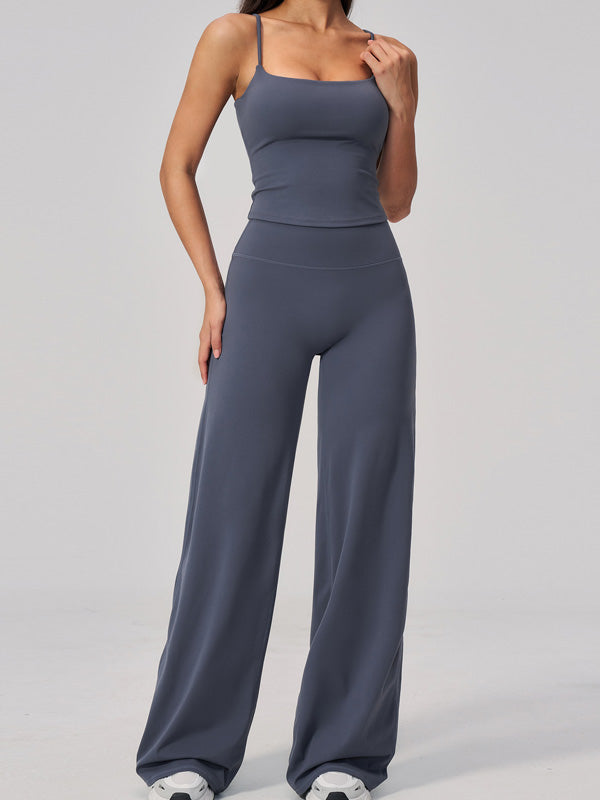 Flexvibe wide leg yoga pants back view for gym-to-street, with wide leg and high waisted