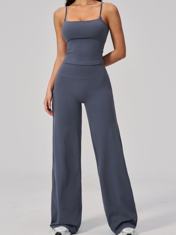 Flexvibe wide leg yoga pants waistband detail showing wide leg and high waisted activewear design