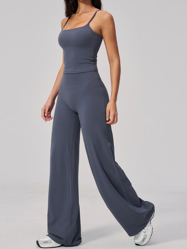 Flexvibe wide leg yoga pants fabric texture showing wide leg and high waisted activewear design
