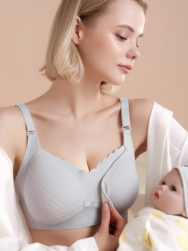 Flexvibe Thin Cotton Nursing Bra - Push-Up Anti-Sag Front-Open Maternity Postpartum Wear