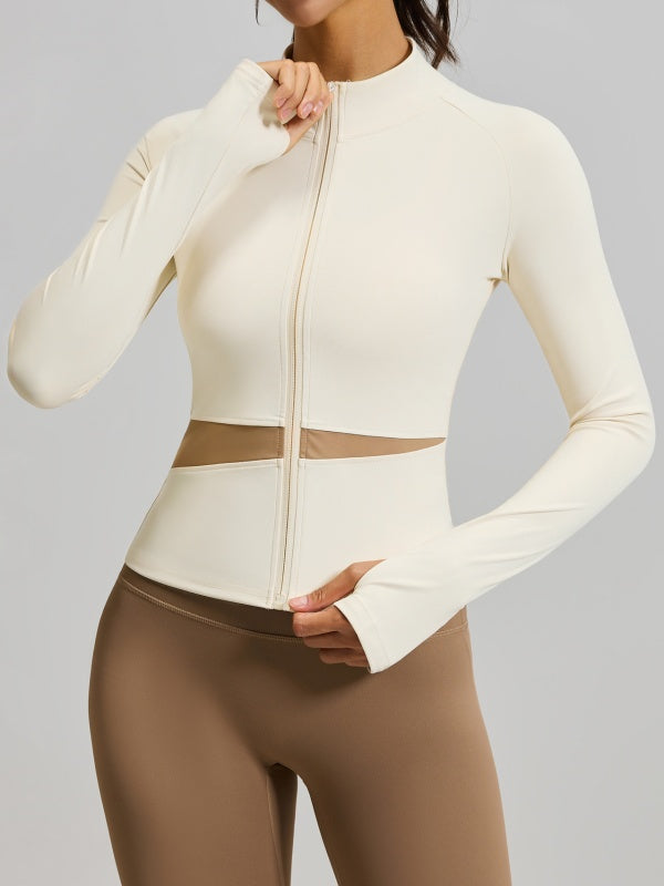 Flexvibe High-Neck Color-Block Yoga Jacket - Breathable Stretchy Versatile Athletic Outerwear