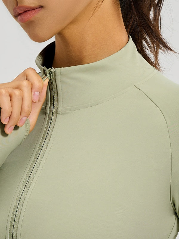 Flexvibe High-Neck Color-Block Yoga Jacket - Breathable Stretchy Versatile Athletic Outerwear