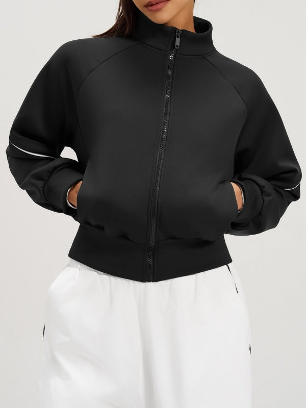 Flexvibe Autumn-Winter Fleece-Lined Sports Jacket - Stand-Up Collar Warm Outdoor Outerwear