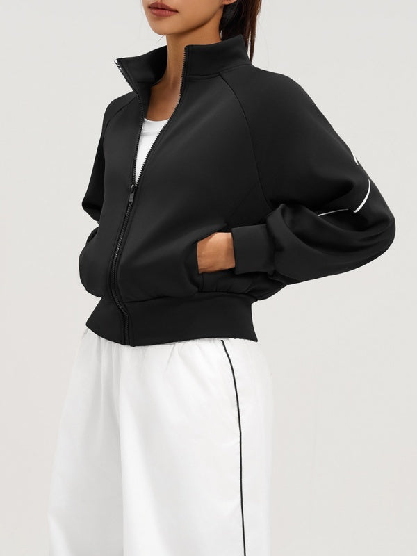 Flexvibe Autumn-Winter Fleece-Lined Sports Jacket - Stand-Up Collar Warm Outdoor Outerwear