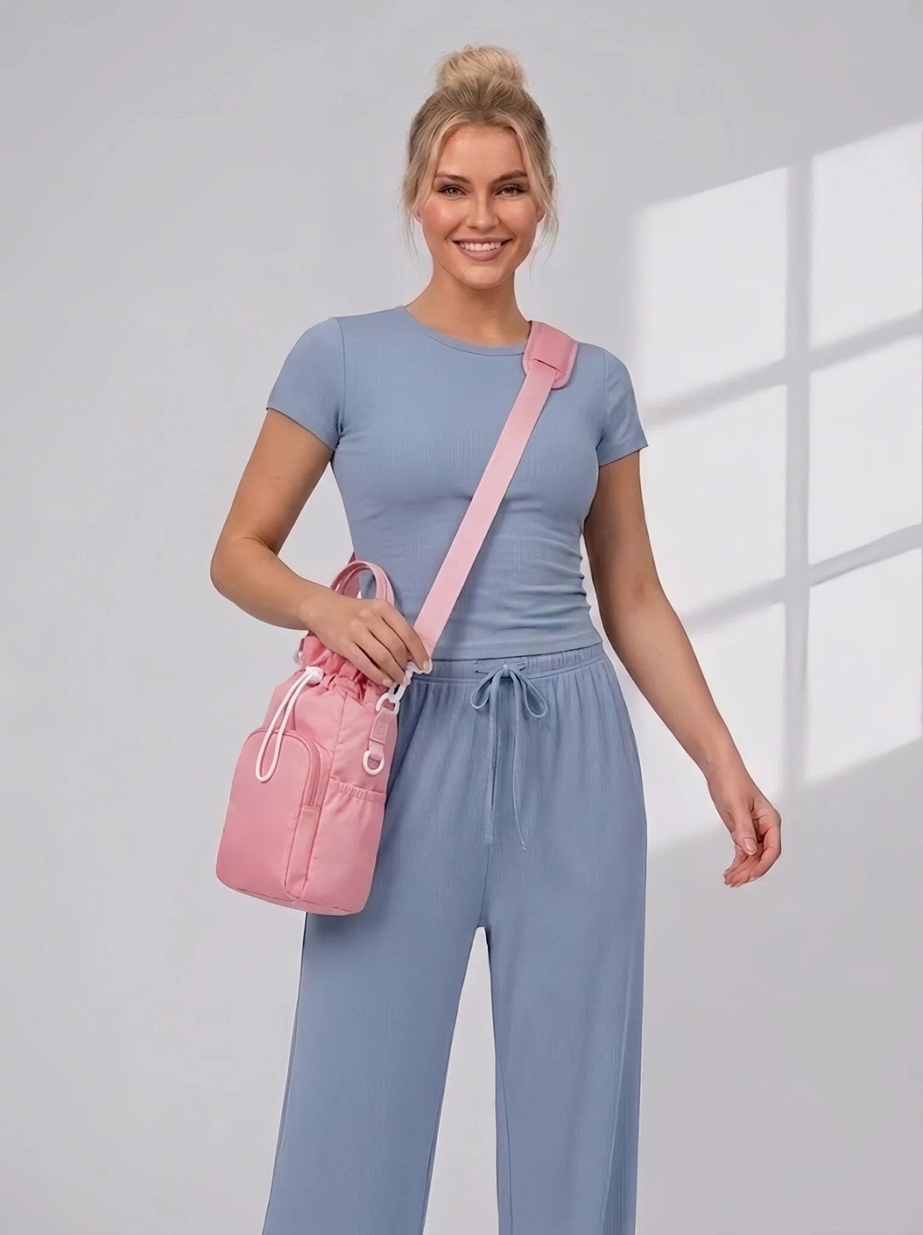 Flexvibe Insulated Water Bottle Crossbody Bag | Lightweight Phone Pocket Sling Bag for Women - Pink