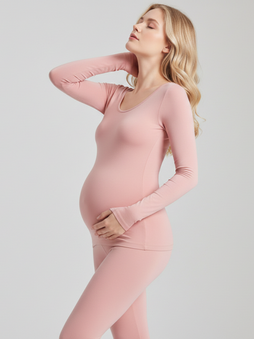 Flexvibe Maternity Thermal Underwear Set | Heating Fabric, Full Belly Coverage, Seamless, One Size