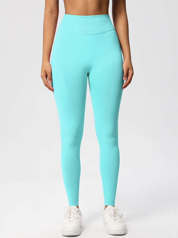Flexvibe High Waisted Seamless Yoga Leggings - Solid Color Butt Lifting Tummy Control 4-Way Stretch