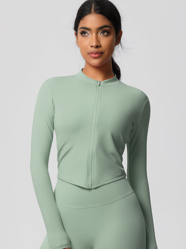 Flexvibe Women’s Fitness Yoga Jacket - Double-Sided Brushed Solid Color Lightweight